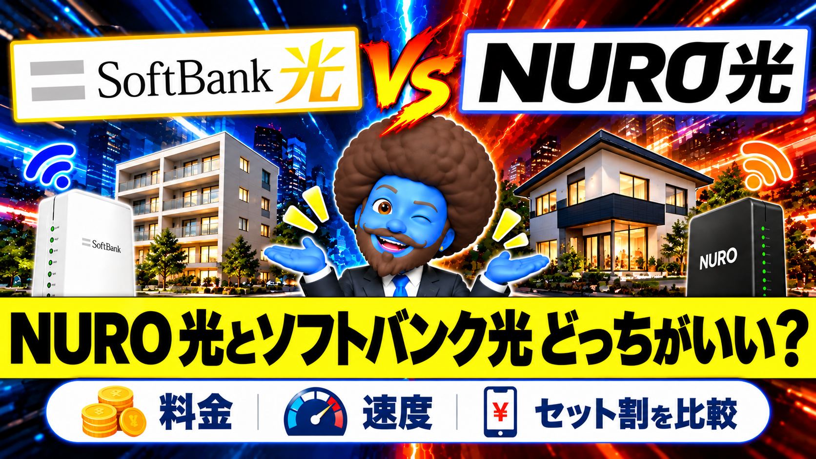 NURO 光とソフトバンク光どっちがいい？値上げ後の料金・速度・セット割で比較