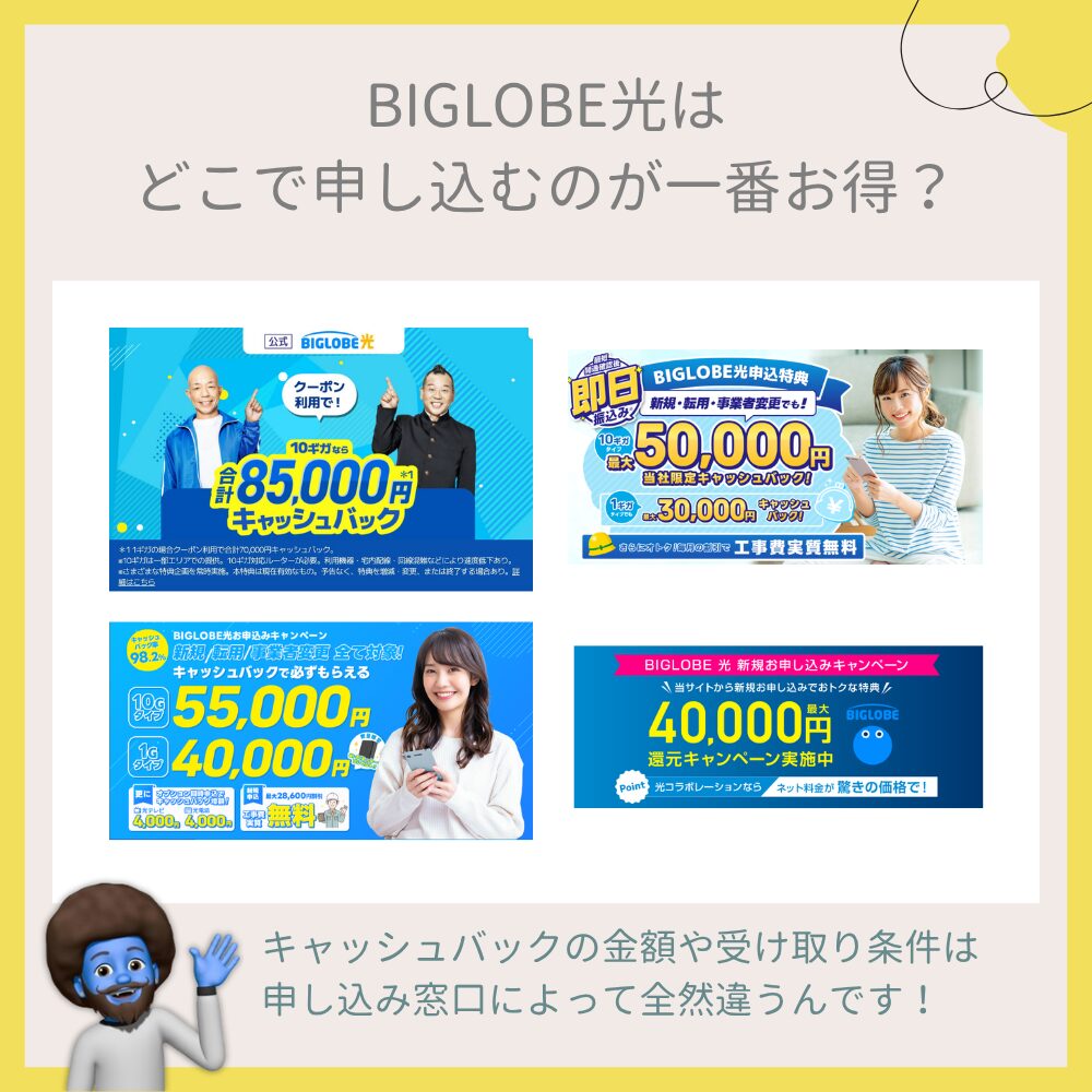 BIGLOBE光はどこで申し込むのが一番お得？