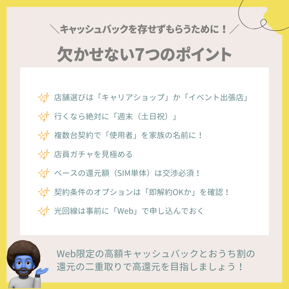 キャッシュバックを1円も損せず貰うための「欠かせない7つのポイント」