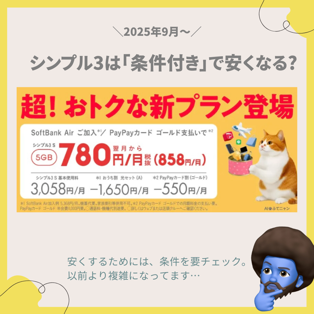 シンプル3は「条件付き」で安くなるプラン