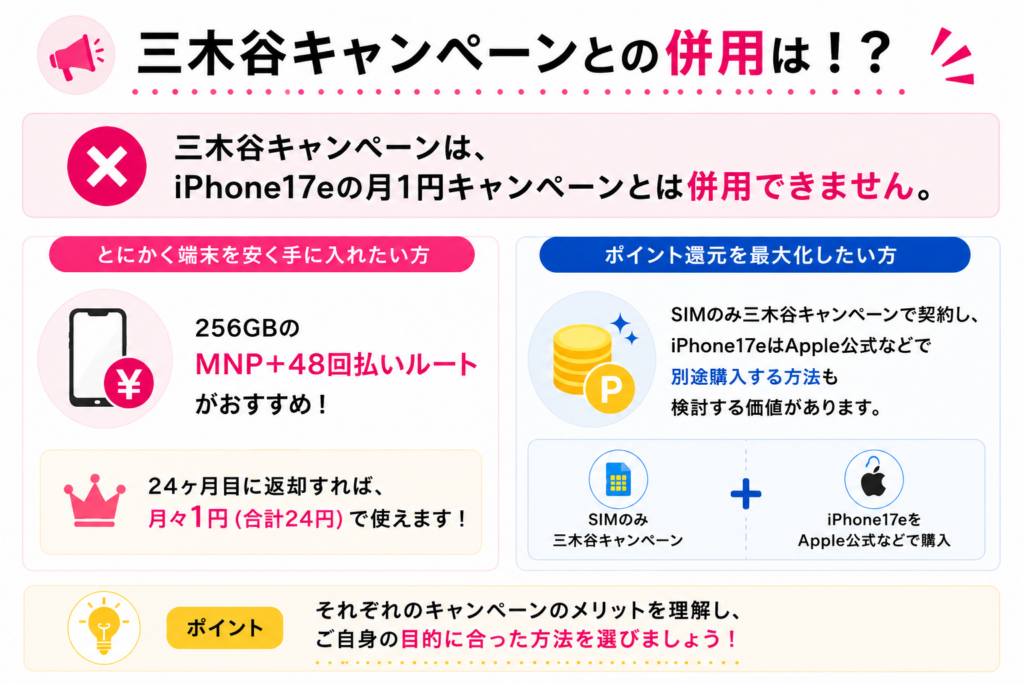 三木谷キャンペーンとの併用は不可｜併用できる乗り換えパターン