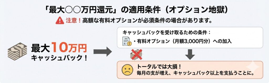「最大〇〇万円還元」の適用条件