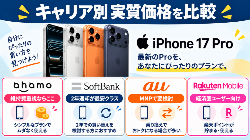 キャリア別・iPhone17 Proの実質価格を比較
