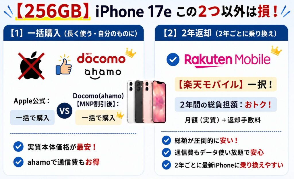 256GB：2年返却なら楽天モバイル一択