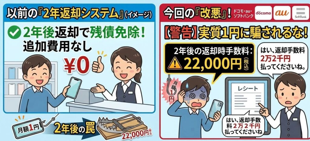 【要注意】2年返却プログラムの『罠』！手数料22,000円の改悪