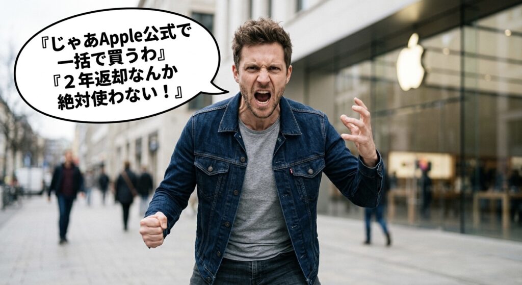 怒る男性・Apple公式で買うわ