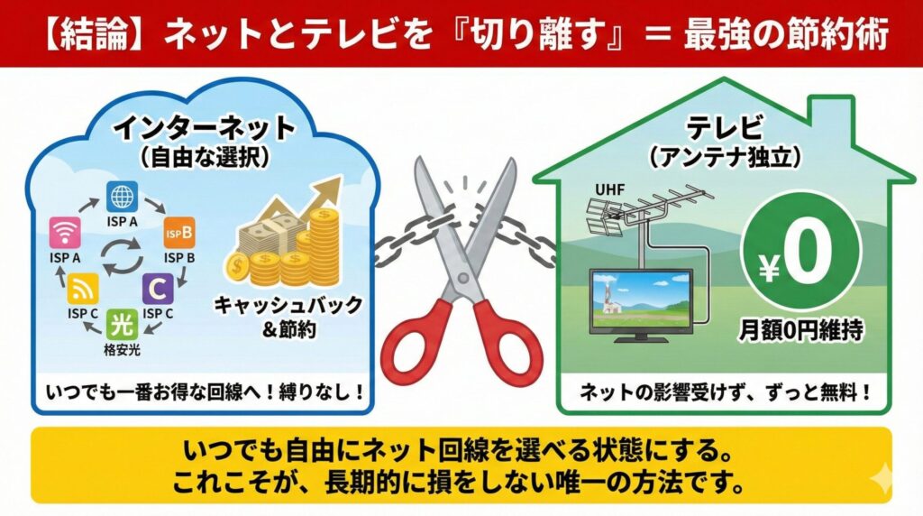 「ネットとテレビを切り離して、いつでも自由にネット回線を選べる状態にする」