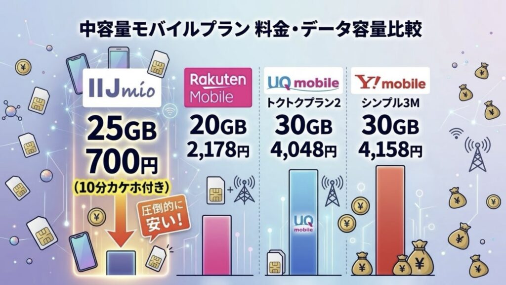 中容量プラン｜他社との横並び比較