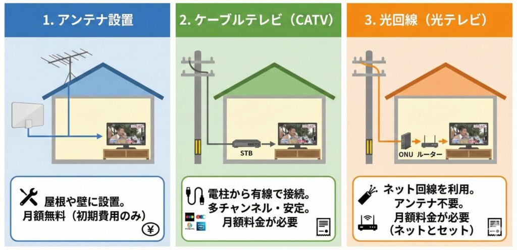 戸建てのテレビ視聴、3つの選択肢