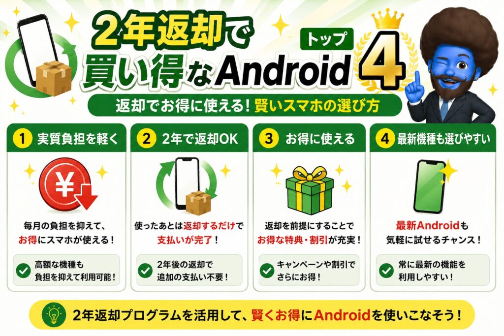 2年返却で買い得なAndroidトップ4