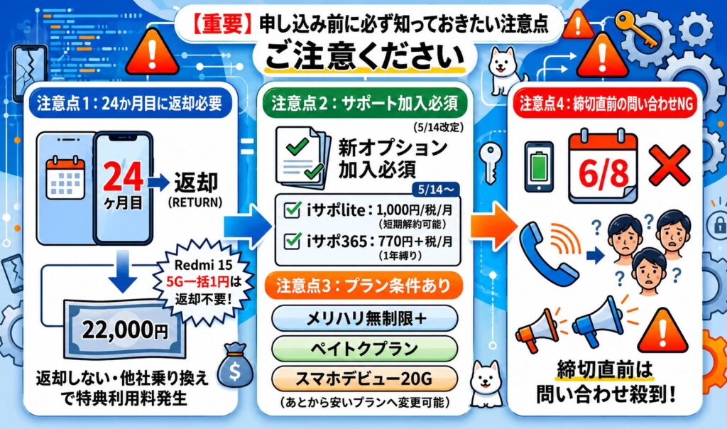 申し込み前に必ず知っておきたい注意点