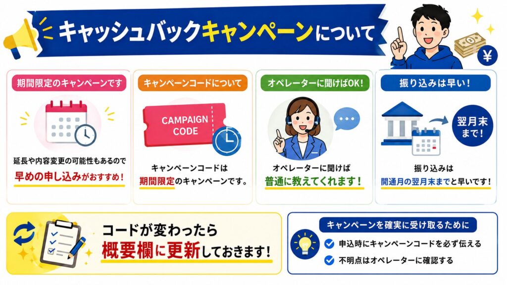 備考欄にキャンペーンコードを入力する