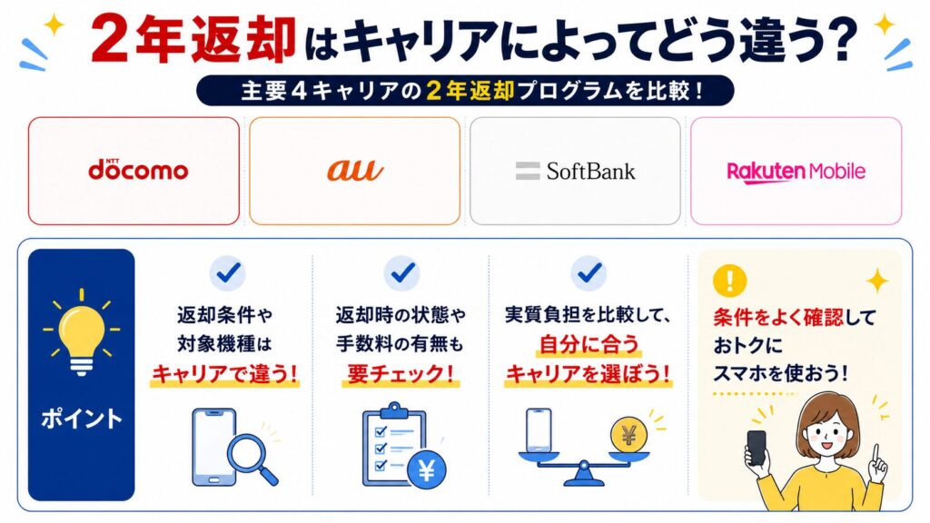 2年返却はキャリアによってどう違う？