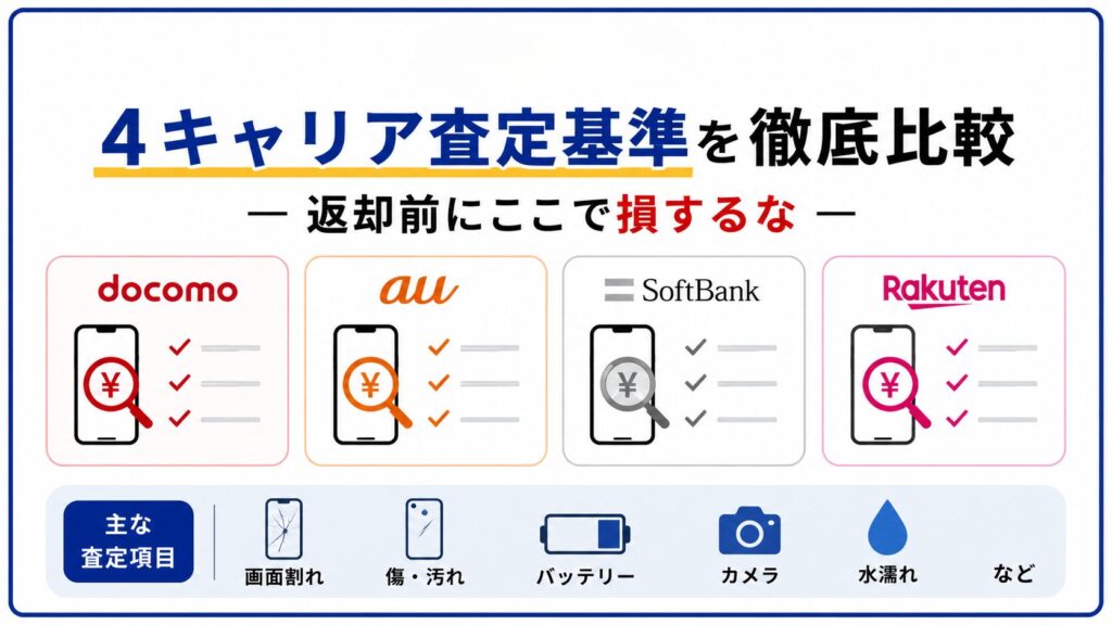 4キャリア｜追加料金・査定基準の比較