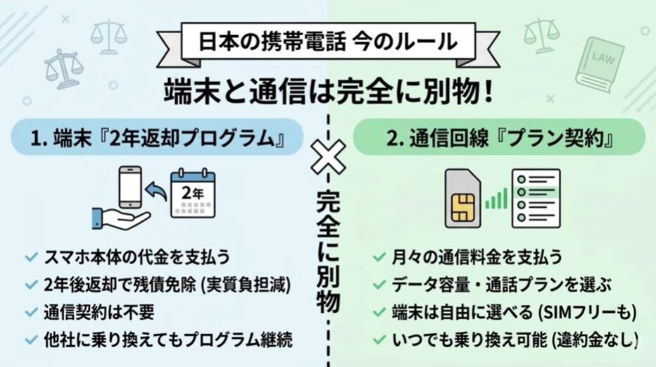 回線を他社に乗り換えても端末の権利は消えない