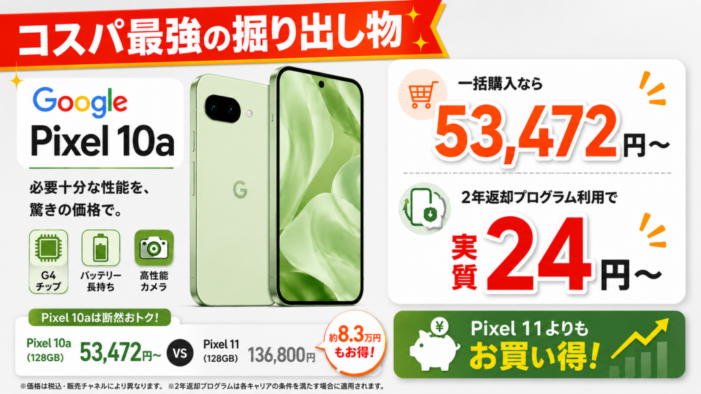 コスパ最強の掘り出し物は実はPixel 10a