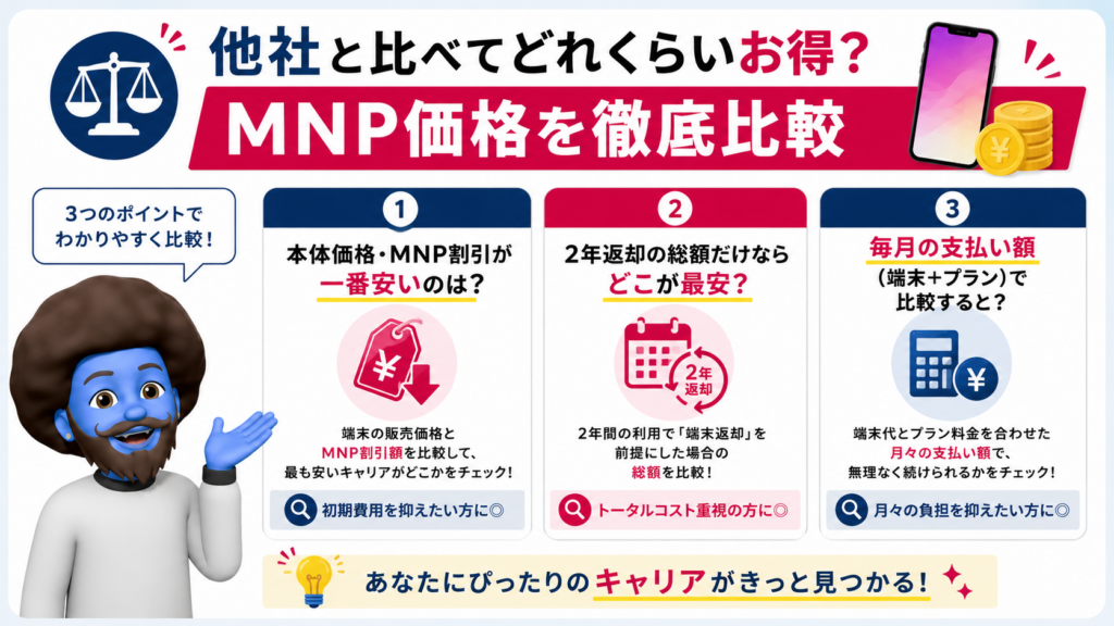 他社と比べてどれくらいお得？MNP価格を徹底比較
