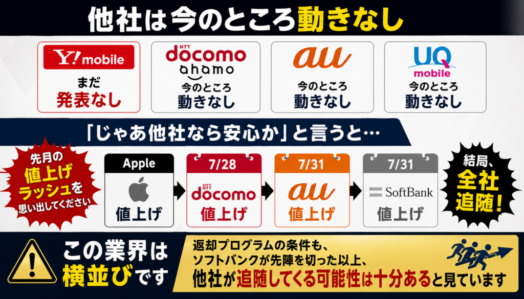 他社も追随する可能性がある（7月値上げの前例）