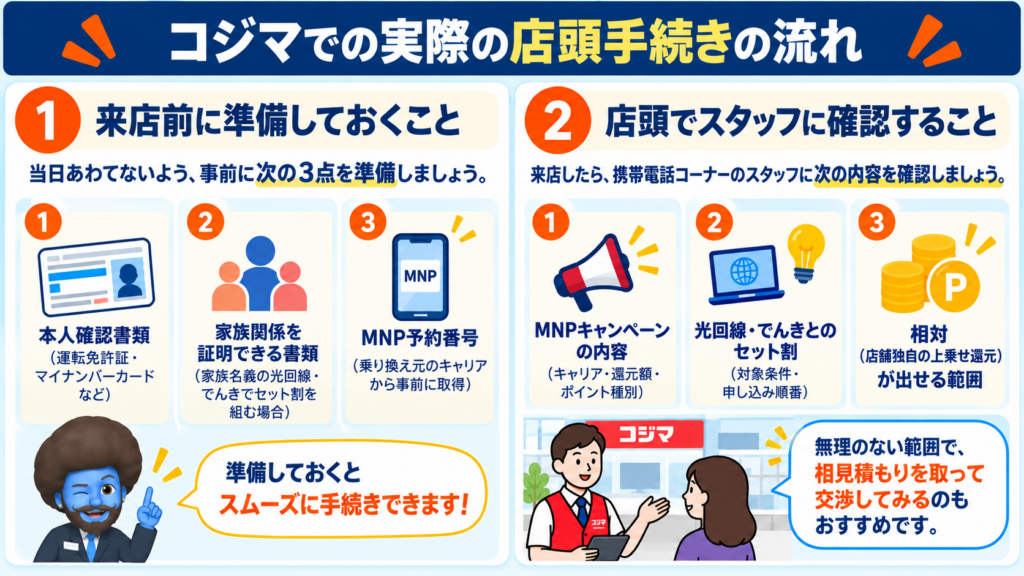 コジマでの実際の店頭手続きの流れ