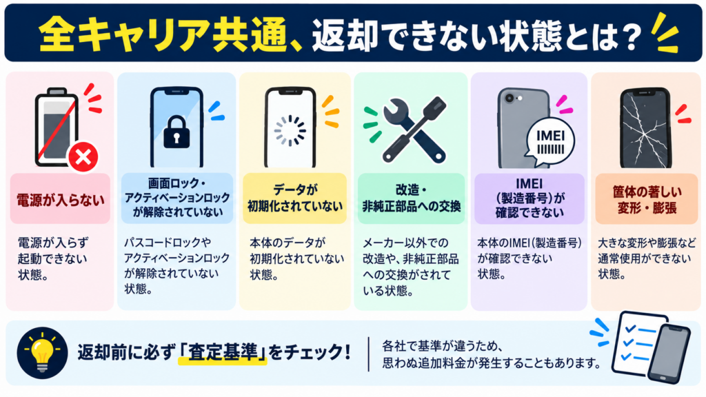 全キャリア共通、返却できない状態とは