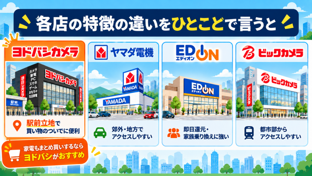 各店の特徴の違いをひとことで言うと