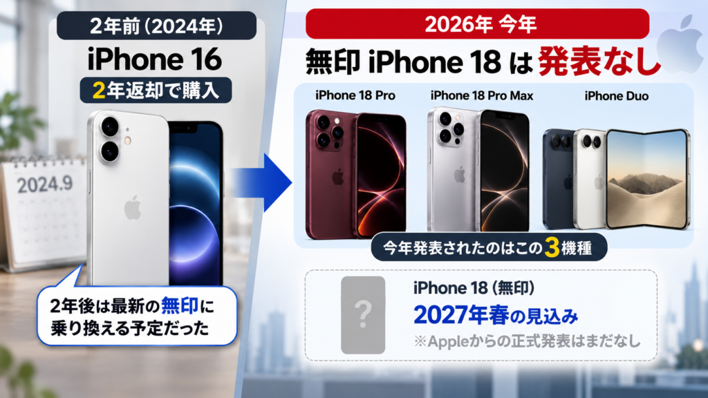 無印iPhone 18はいつ出る？2026年に発表されたのは3機種だけ