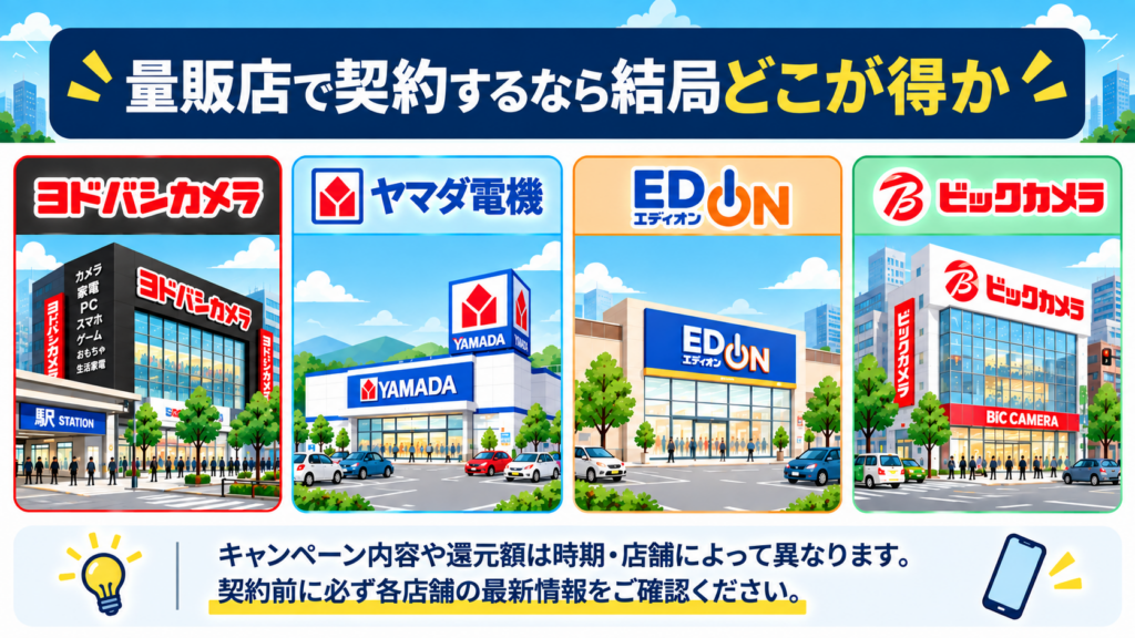 量販店で契約するなら結局どこが得か