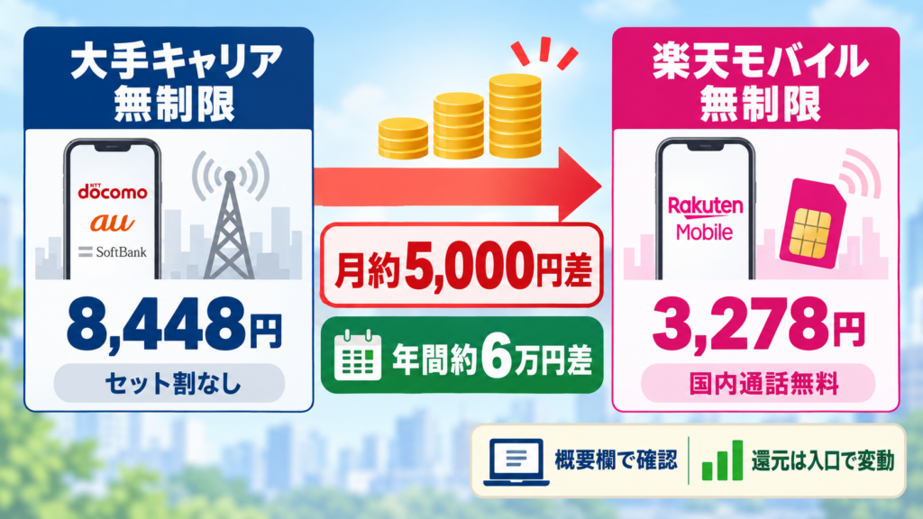 SIMだけ格安SIMに替えると、年間いくら安くなる？