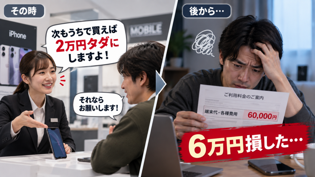 一番大きいのは「次もうちで買えば22,000円免除」