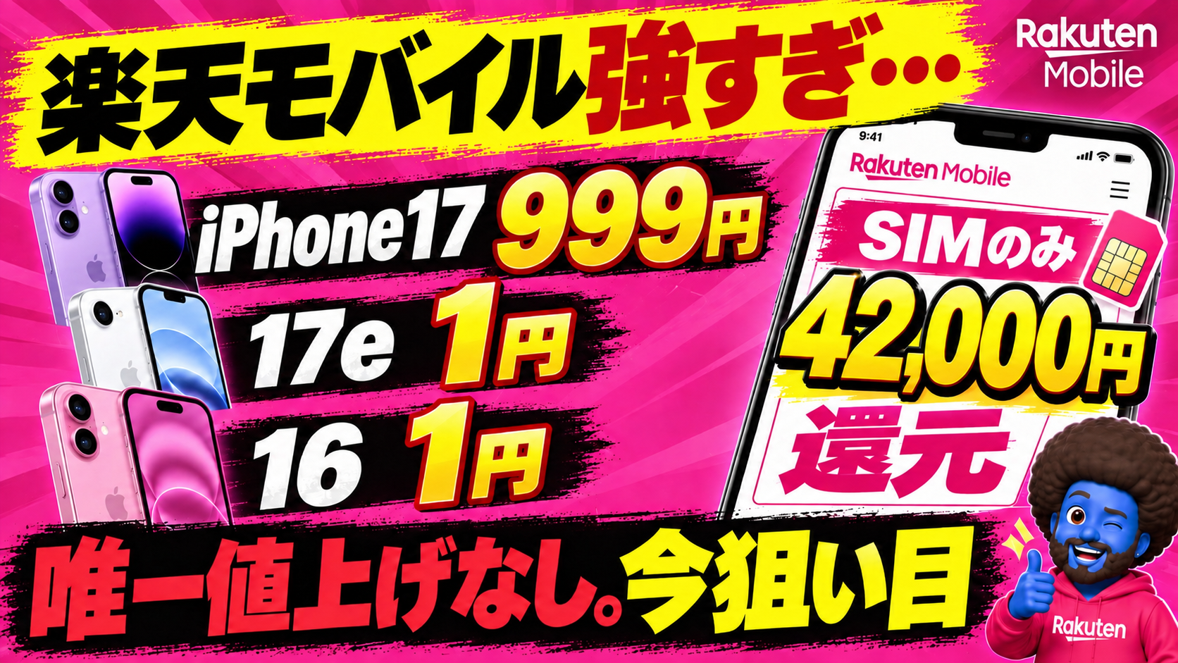楽天モバイルキャンペーン比較｜SIMだけで最大42,000pt